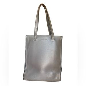 BARBARA RIHL Paris Made in France Gray Leather Tote Purse